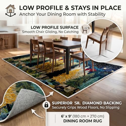 YunTu Christmas Tree Large Area Rug - 4x6ft Flat Print Holiday Living Room Mat