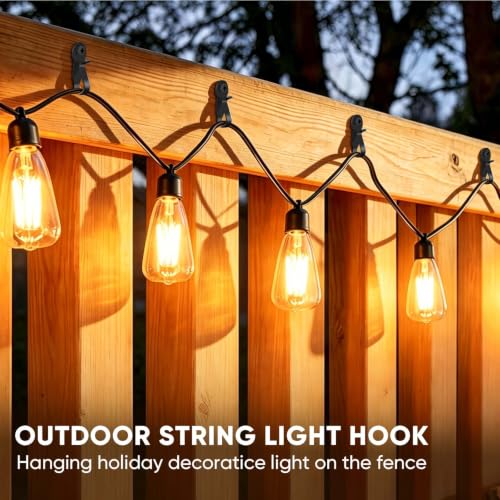 48 Pack Heavy Duty String Light Hooks, Rustproof Stainless Steel Screw Clips