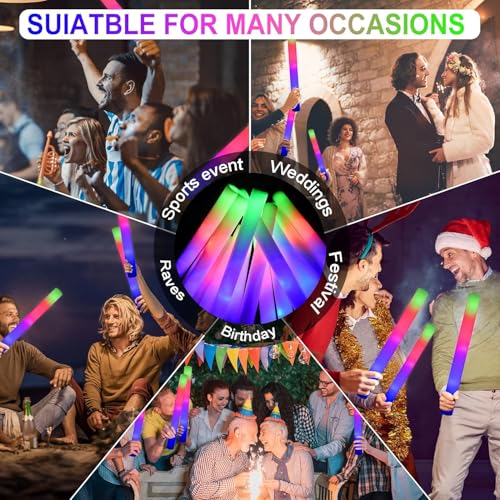 30-Pack LED Foam Glow Sticks, Multicolor Light-Up Foam Wands for Parties