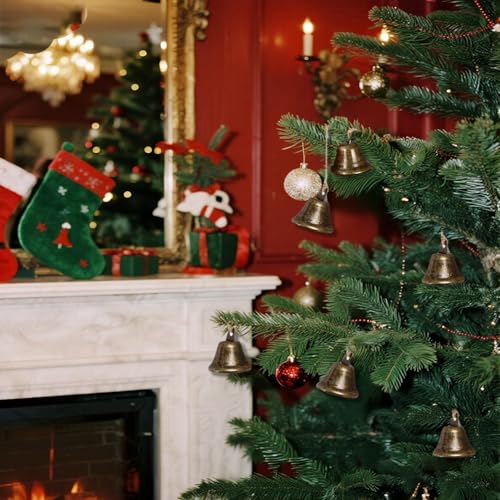 Rustic Bronze Bell Garland 4.4ft with 12 Bells for Christmas Decor