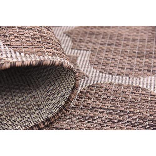Unique Loom Outdoor Trellis Collection Area Rug (2' x 6' 1" Runner, Brown/ Ivory)