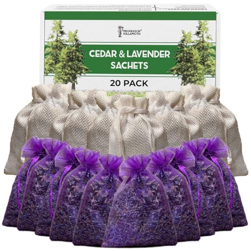 Cedar Chips & Lavender Fragrance Sachets for Closets & Drawers (20 Pack)