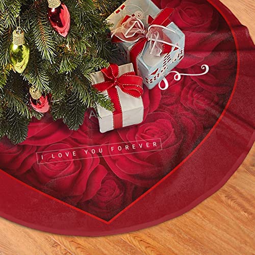Large 30 Inch Christmas Tree Skirt - Red & Plush Decor for Xmas, Valentine’s Day Hearts