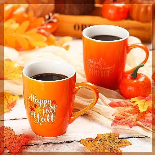 Funtery 4 Pcs Thanksgiving Coffee Mugs Fall Autumn Pumpkins Cups