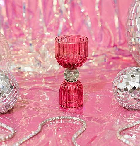 Ban.do Pink & Green Glass Cocktail Jigger - Double Shot Measuring Tool