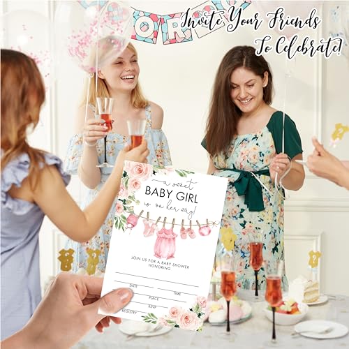 25-Pack Floral Baby Shower Invitations with Envelopes, 4x6 Inch Fill-In Cards