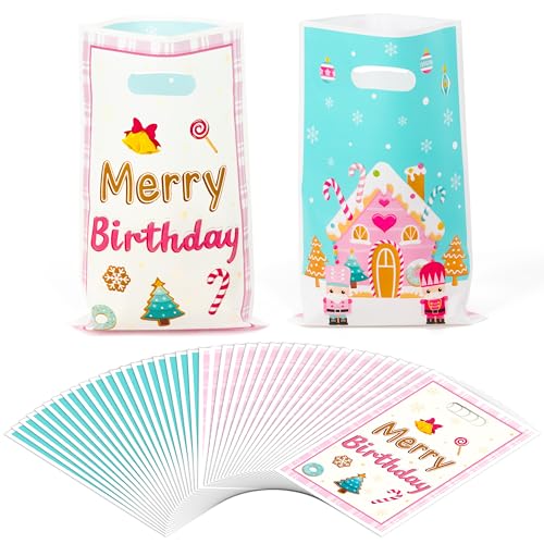 Pink Candy House Gift Bags 50PCS Waterproof Party Favors - Merry Birthday