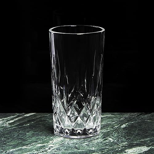 LEMONSODA 12oz Crystal Drinking Glasses Set of 4 - Elegant Barware for Cocktails & Beverages