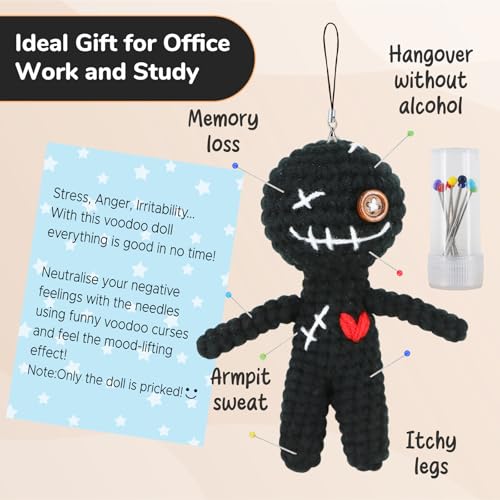 Funny Voodoo Doll with Needles - Emotional Support Wool Crochet Ornament