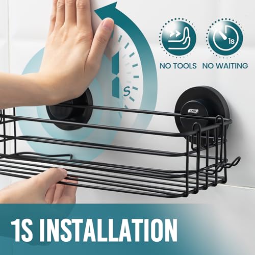 Suction Cup Shower Caddy 2 Pack with Hooks and Soap Holder