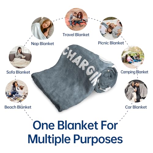 Funny Grandpa Charging Sloth Blanket Grey 60x50 Inches - Cozy Gift