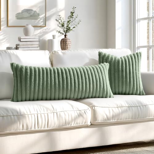 MIULEE Faux Fur Throw Pillow Covers 18x18 Set of 2 - Soft Plush Cushion Covers