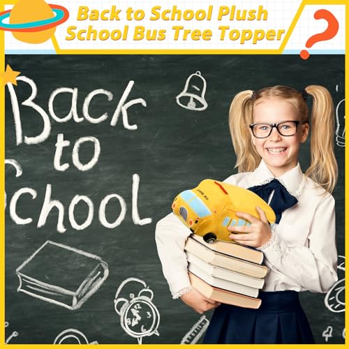 Plush School Bus Tree Topper - 10-Inch Back to School Classroom Decor