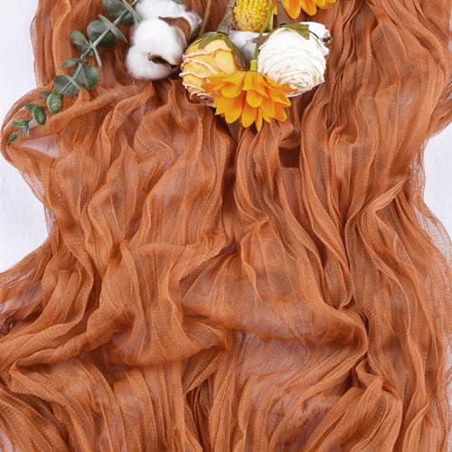 Terracotta Cheesecloth Table Runner 10ft x 3pcs - Fall Thanksgiving Wedding Decor
