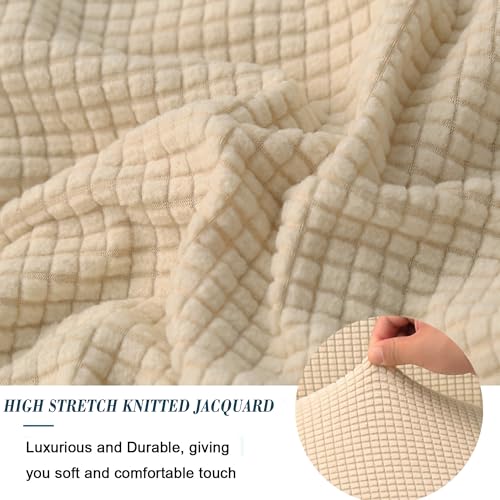 X-Large Soft Stretch Knitted Jacquard Ottoman Cover - Beige
