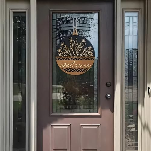 Rustic Welcome Sign for Front Door - 12-Inch Round Wooden Farmhouse Decor