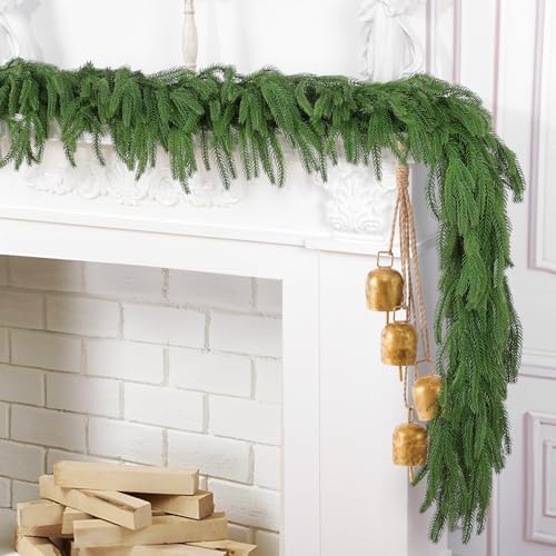 Real Touch Norfolk Pine Garland 6FT - Artificial Winter Greenery (2 Pack)