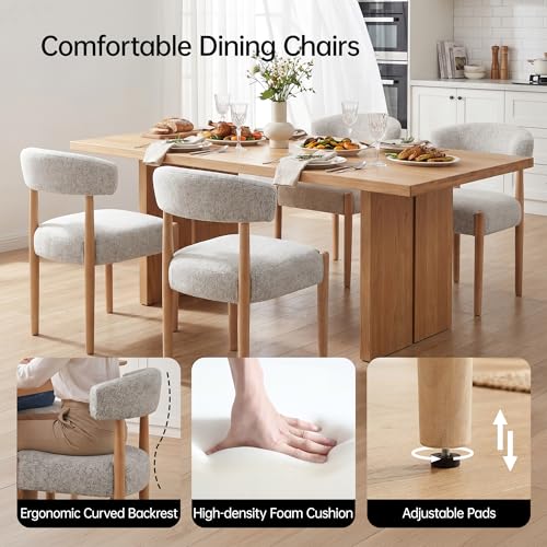 Upholstered Dining Chairs Set of 4, Modern Chenille Kitchen Chairs with Rubberwood Legs