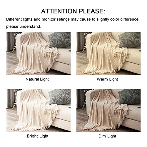 lifein Chenille Throw Blanket 50x60 - Soft Boho Knitted Blanket for Couch