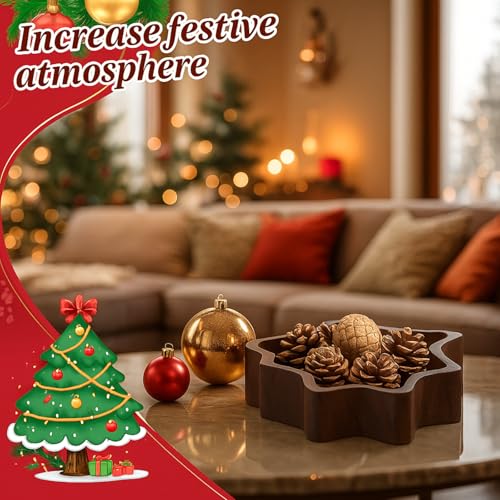 Jingmore 12 Pcs Christmas Wooden Tree-Shaped Bowls Rustic Holiday Serving Trays