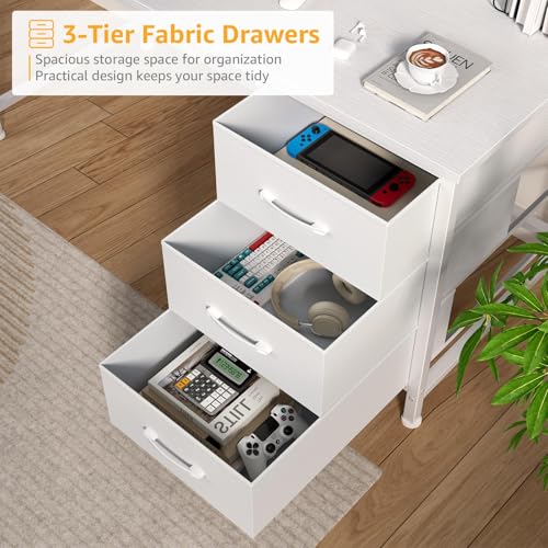 47-Inch Computer Desk with Hutch, 3 Drawers, and Power Outlets