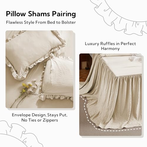MR&HM Shabby Chic Microfiber Bedspread Set - 30" Ruffle Drop Skirt