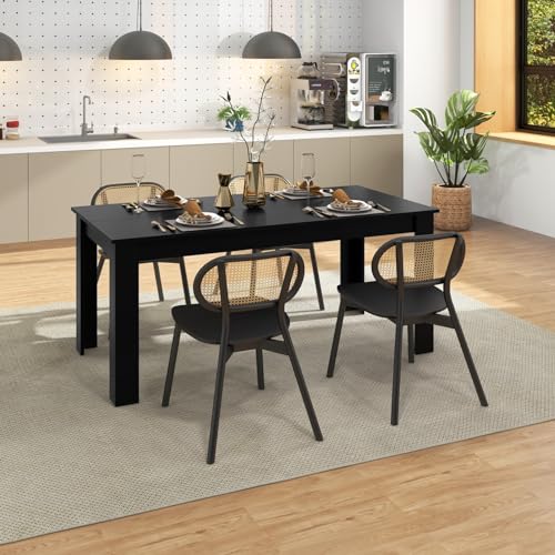 63-Inch Rectangular Dining Table for 4-6, Sturdy Wood Kitchen Table