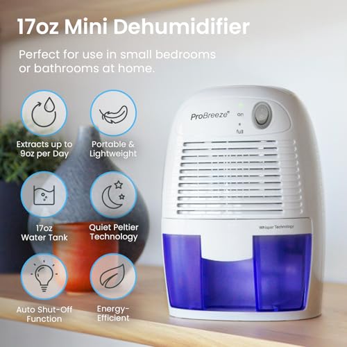 Pro Breeze Electric Mini Dehumidifier for Home, Compact & Portable