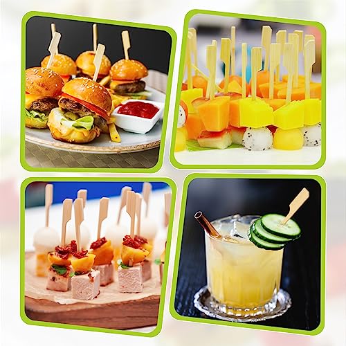300-Piece Bamboo Cocktail Picks, 4.7-Inch Paddle Skewers for Appetizers