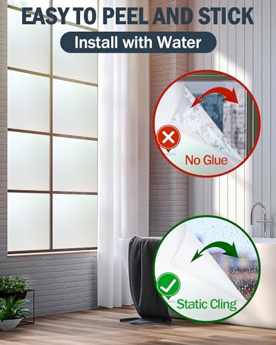 Frosted Glass Window Film - 96% Privacy Protection, Heat Blocking, 17.5 x 78.7 Inch