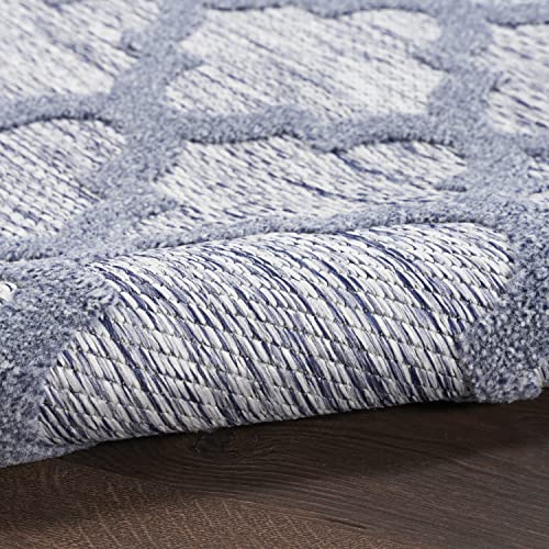 Nourison Home Easy Care Denim Blue 5' x 7' Area Rug - Easy Clean, Non Shedding, Bed Room, Living Room, Dining Room, Kitchen (5' x 7')