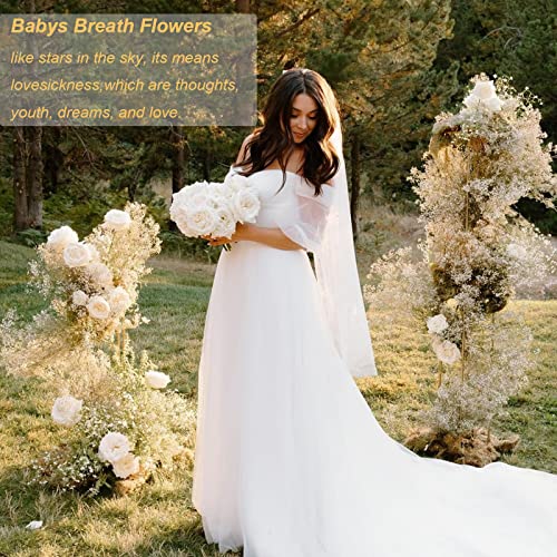 Natural Dried Baby's Breath Flowers Bouquet, 16-17 Inch Gypsophila Bundle