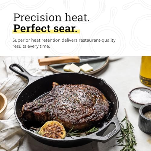Pre-Seasoned Cast Iron Skillet 10.25 Inch - Non-Toxic Frying Pan