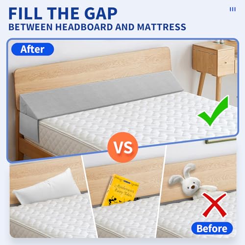 Bed Wedge Pillow for Headboard Gap Filler - Twin Size Foam Support