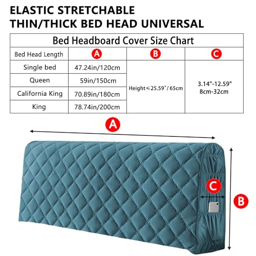 Stretch Velvet Bed Headboard Cover, Washable & Dustproof, Cal King Size