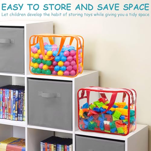 8-Pack Large Clear Toy Storage Bags with Zipper and Labels