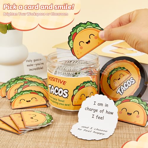 Positive Taco Affirmation Cards Jar – Fun Motivational Gift for Women, Men, Teens