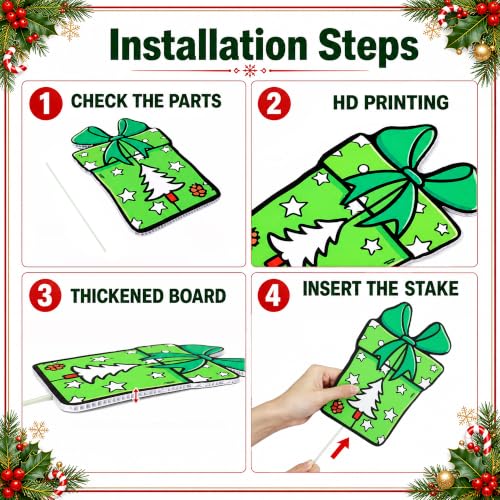 14PCS Christmas Gift Box Tree Picks Decorations Red & Green Holiday Ornaments