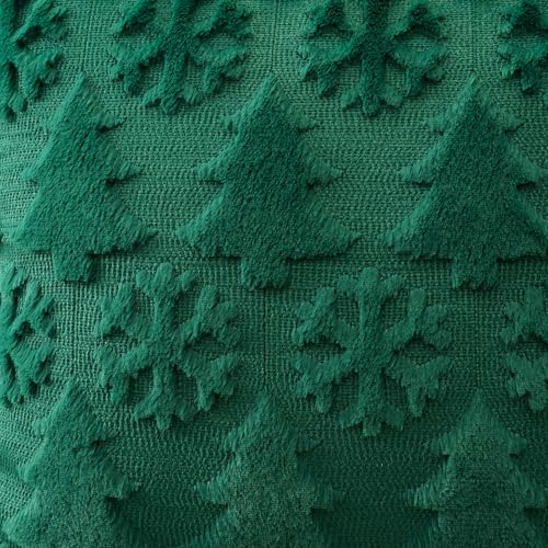 OTOSTAR 2-Pack 16x16 Inch Christmas Tree Snowflake Throw Pillow Covers - Faux Fur Green