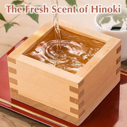 TIKUSAN Japanese Hinoki Wood Sake Cups Masu - 6.1 fl oz, Authentic Made in Japan