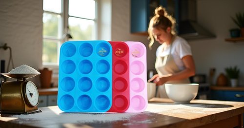 SKY35 12 Cups Silicone Muffin Pan - Set of 3 Pack Regular Size Silicone Mold - Set of 3 Mixed Colors Cake Pan - Cupcake Baking Pan/Non - Stick Mold - Dishwasher - Microwave Safe