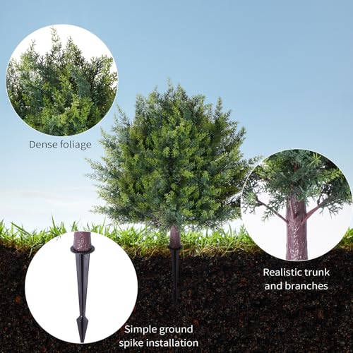 2 Pack Artificial Cypress Topiary Shrubs, UV Resistant Faux Evergreen Plants
