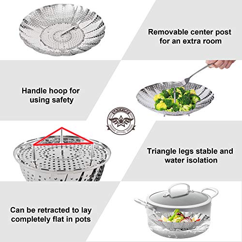 Stainless Steel Vegetable Steamer Basket - Expandable 5.5 to 9.3 Inch