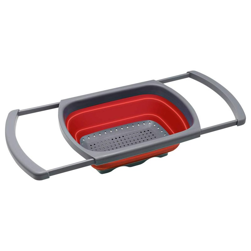 Qimh Colander Collapsible, Over The Sink Veggies/Fruit 6-Quart Strainers and Colanders with Extendable Handles, Folding Strainer for Kitchen