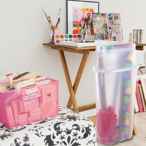 Plastic Wrapping Paper Storage Container with Top Ornament Compartment