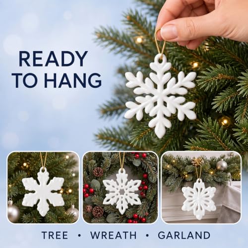 12 Pcs Christmas Resin Snowflake Ornaments for Tree & Holiday Decor
