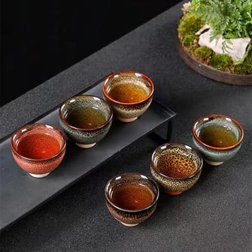 6PCS Handmade Ceramic Tea & Sake Cups Set - Japanese Pottery Collection