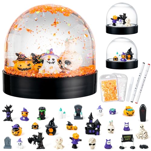 DIY Halloween Snow Globe Craft Kit (8 Pack) - Make Your Own Spooky Decor
