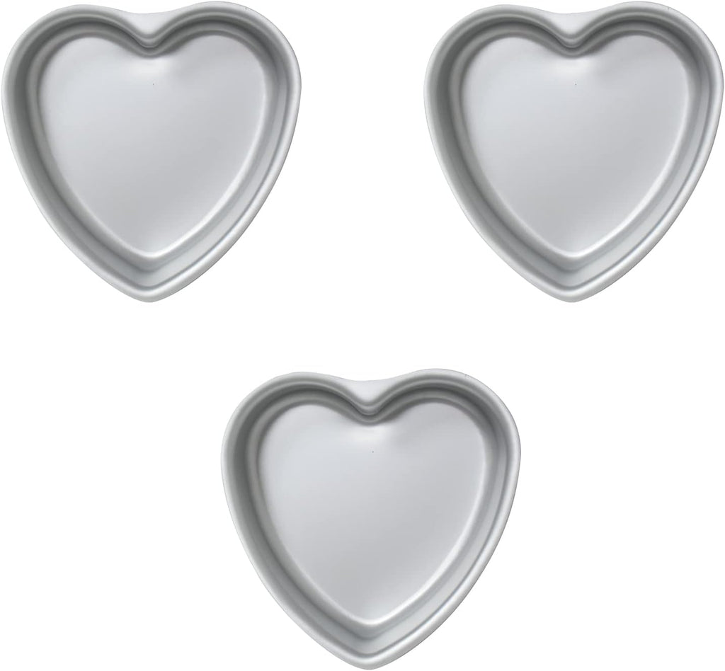 Skiennix Heart-Shaped Cake Pan Set - 6-Inch Aluminum Tins for Weddings & Parties | Set of 3