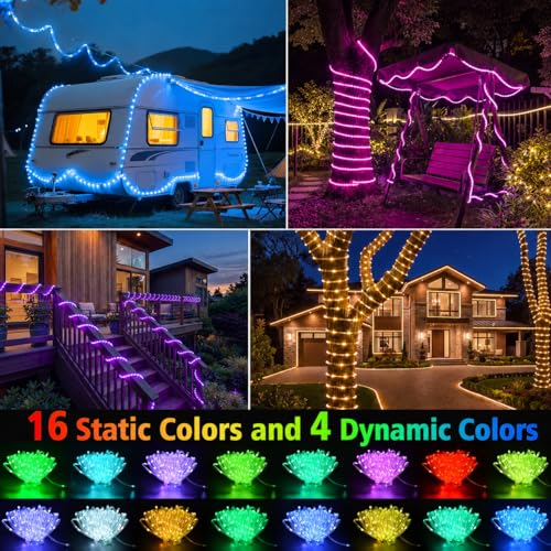 53ft 160 LED Waterproof Rope Lights, Battery & USB Powered Color Changing